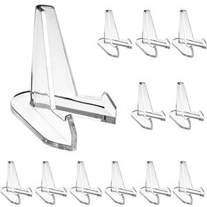 New in box package of 12 clear acrylic easel stands 2.64 inch height from Hipiwe